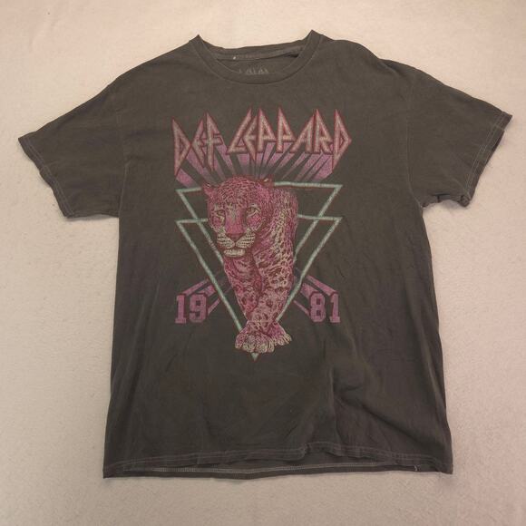 Def Leppard Band Graphic Long Sleeve Crew Neck Shirt Womens Size Small S Gray - Picture 2 of 9